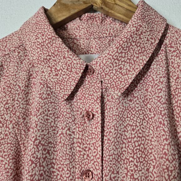 Rachel Parcell Fit & Flare Midi Shirtwaist Dress S Pink White Print Button Tie - Picture 6 of 16